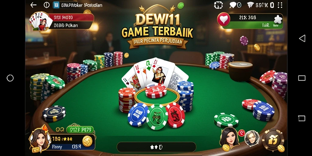 Screenshot gameplay DEWI11 menampilkan aksi seru poker.