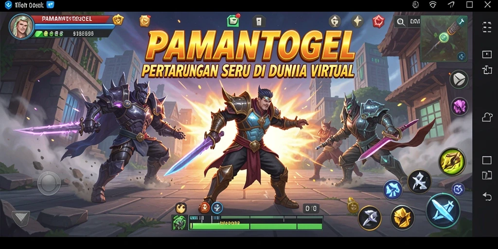 Screenshot pertarungan seru di PAMANTOGEL dengan karakter-karakter unik.