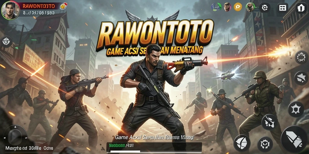 Screenshot menunjukkan momen intens dalam pertarungan aksi RAWONTOTO.