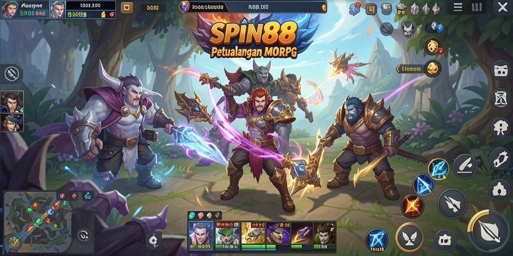 Screenshot SPIN88 menunjukkan combat seru dalam dunia MMORPG.