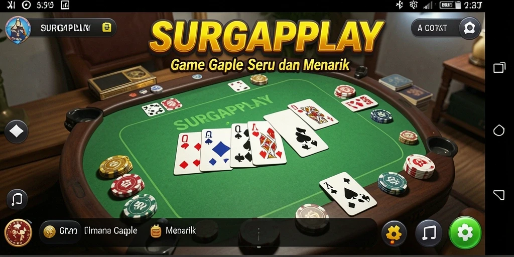Screenshot gameplay <strong>SURGAPLAY</strong> yang menunjukkan suasana seru bermain Gaple.